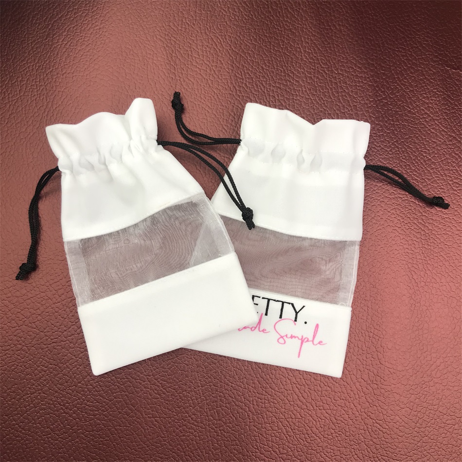 White organza + velvet window pouch bag