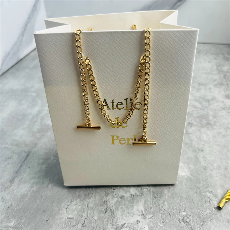 Stainless steel chain handle texture pattern paper bag ST424 (customizable)