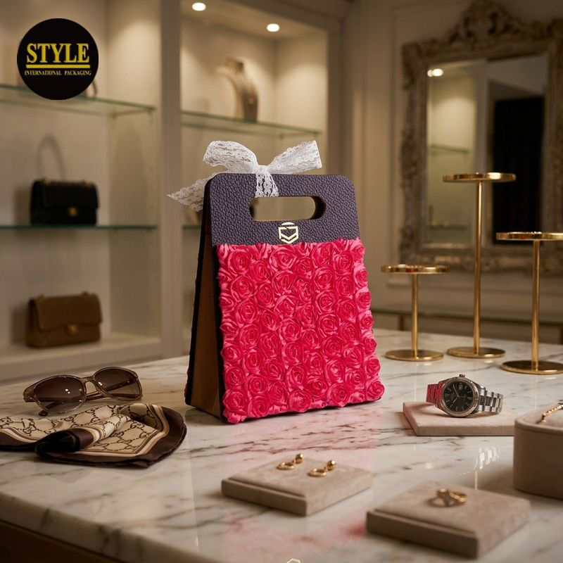 Double floral decorative inlaid paper bag ST428(customizable)